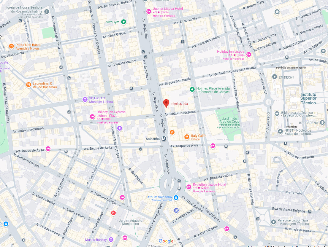 Imagem do Google Maps a mostrar a localização da Intertur